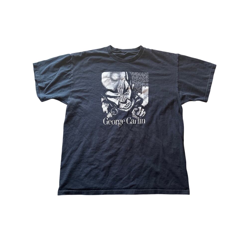 Vintage George Carlin “Jesus is Coming Look Busy” Faded Black XL Cut Tag T-shirt